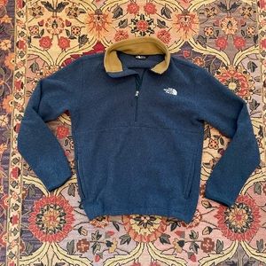 The North Face Fleece Pullover Mens M Blue/Tan